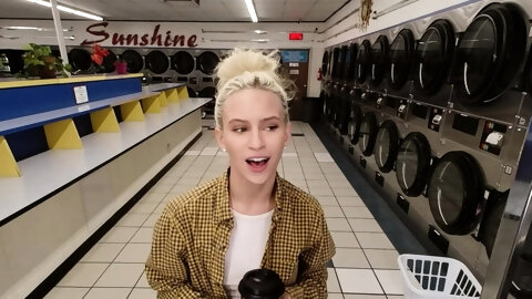 VR BANGERS Petite Kiara Cole Caught Naked In Public Laundry