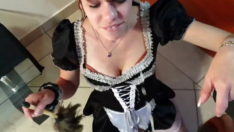 Petite French Maid Gets Her Face Pissed...